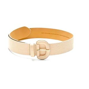 Crocodile print cream belt